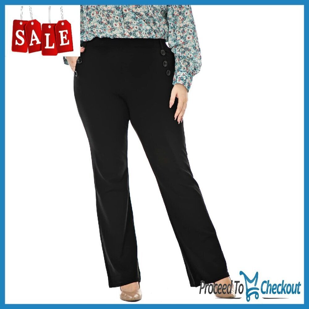Plus Size Wrinkle-Free Stretch Dress Pants Pull-On Office Comfort